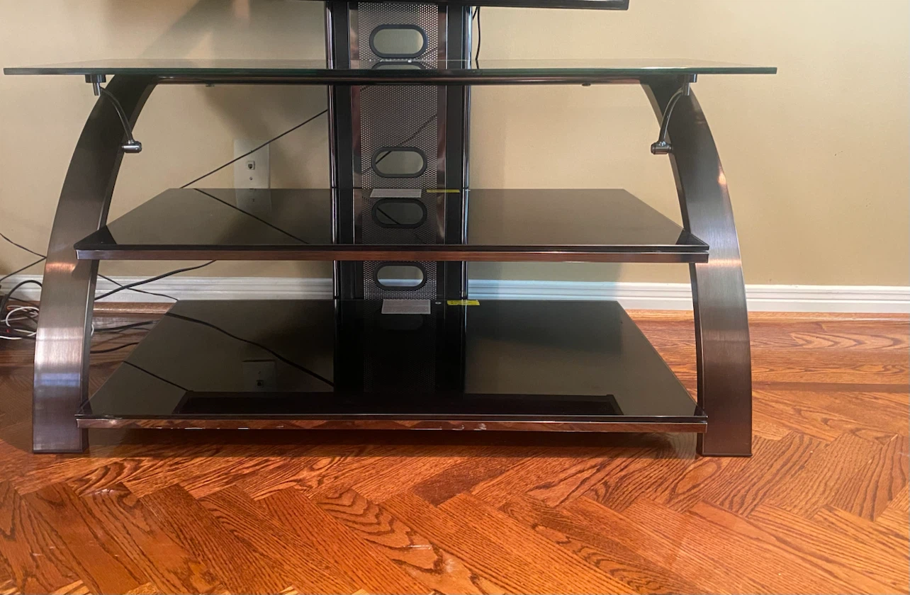 3-Tier TV Stand with Glass Shelves - photo 3
