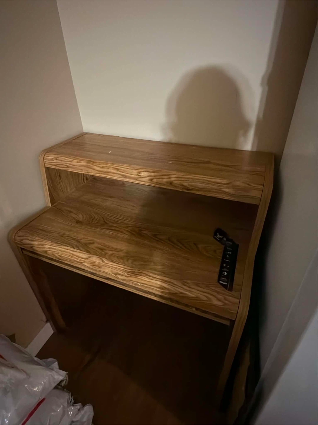 Woodgrain Corner Desk with Shelf