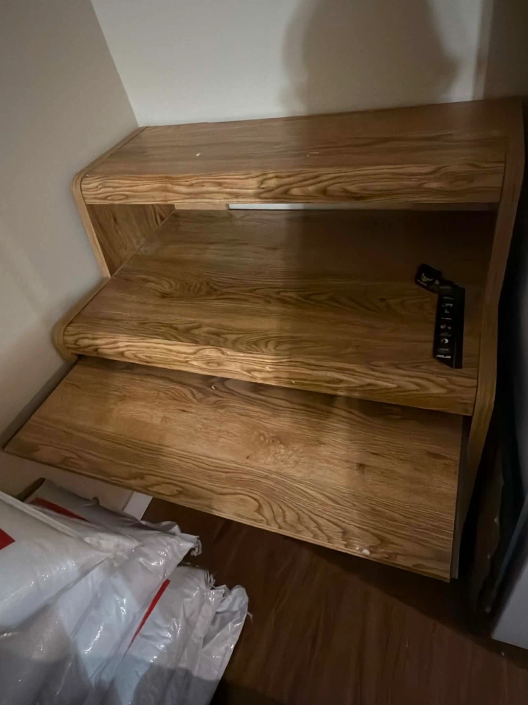Woodgrain Corner Desk with Shelf - photo 3