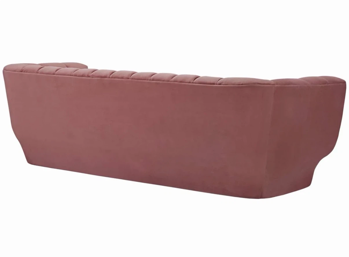 Pink Velvet Channel Tufted Sofa - photo 4
