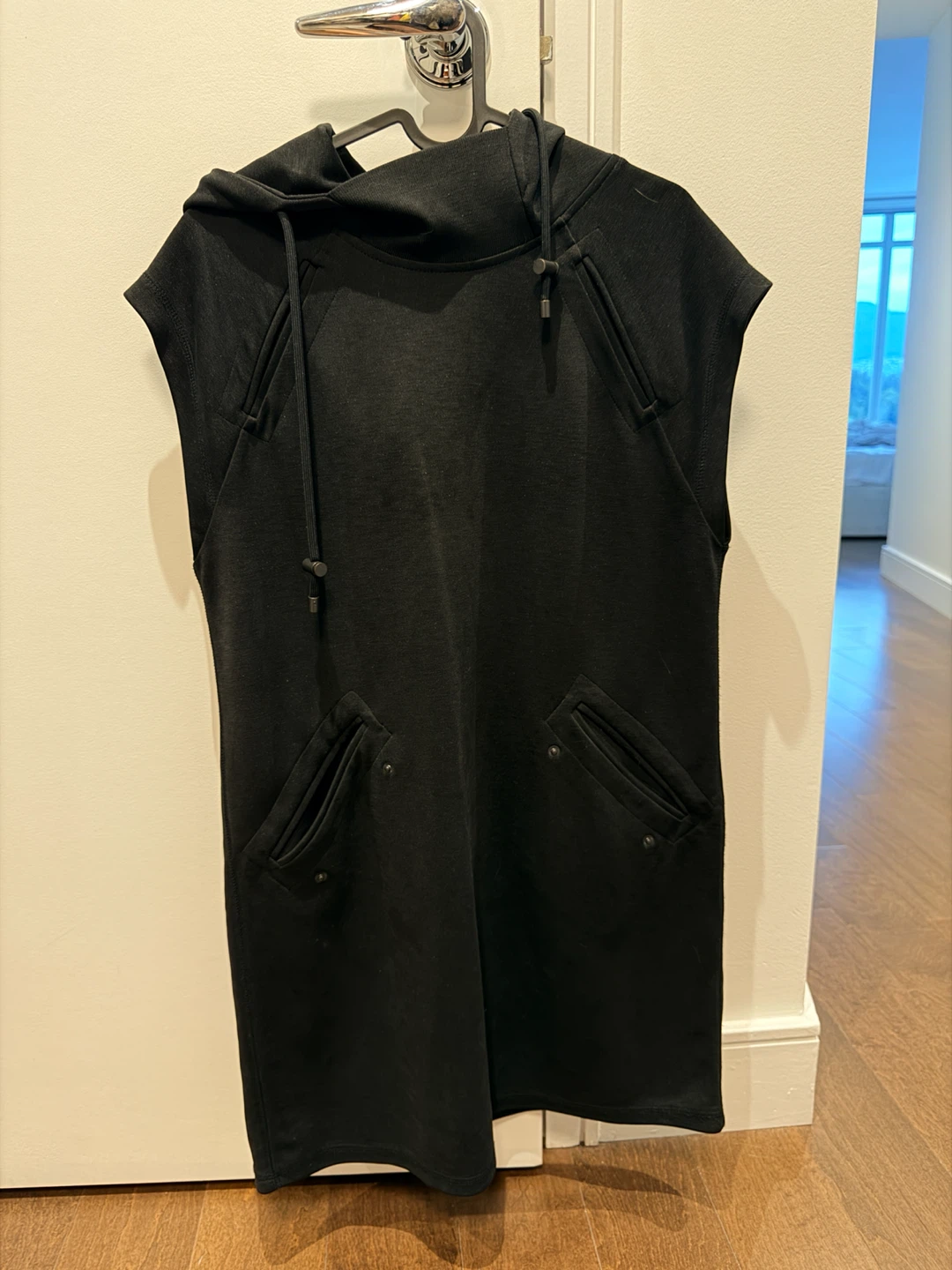 Alexander Wang Black Sleeveless Hoodie Dress Size Medium