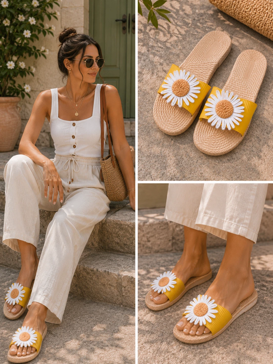 Women’s Flower Slide Sandals – Lightweight Comfort