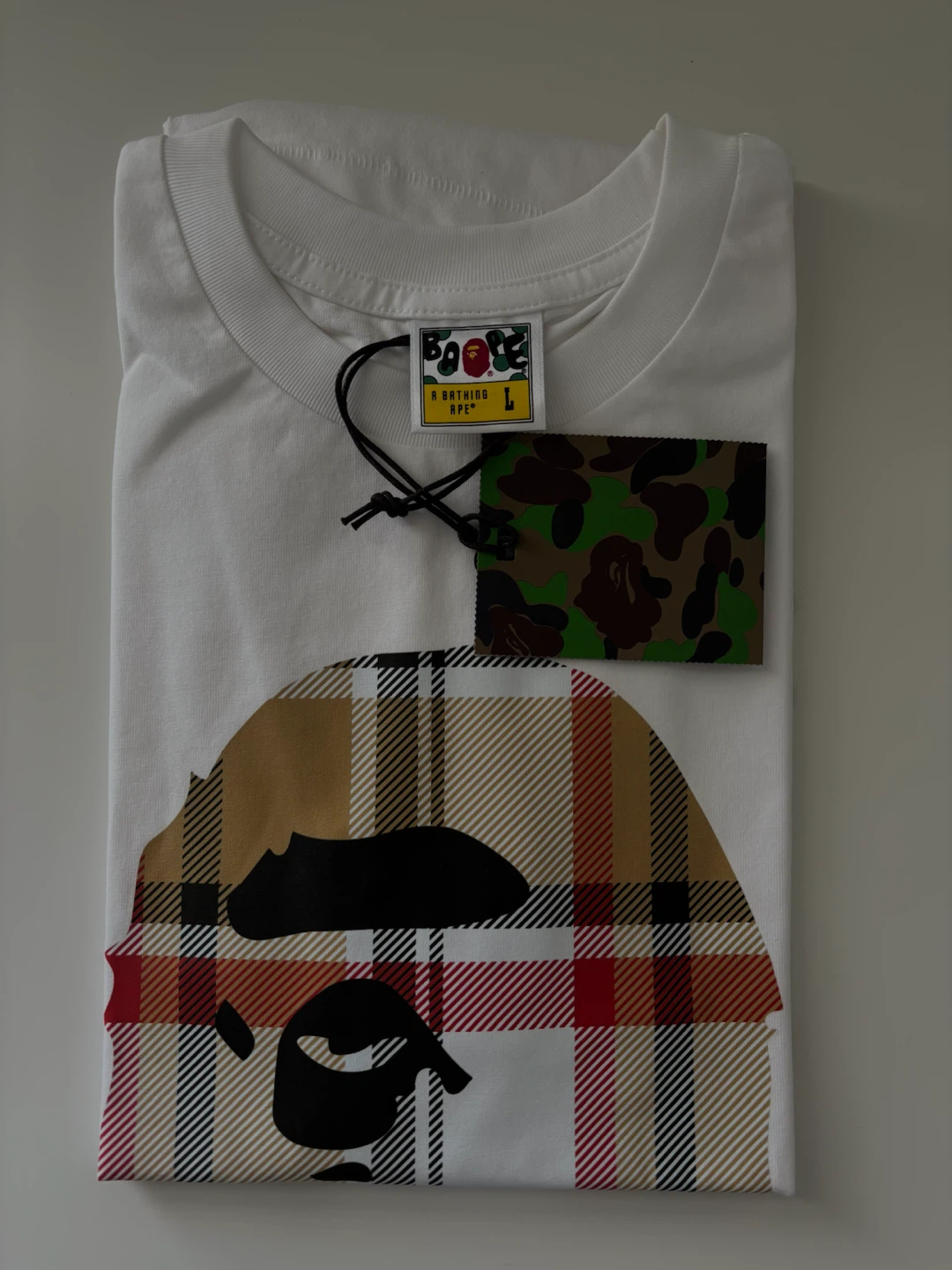BAPE "Ape Head" T-Shirt White Plaid (Size L) - photo 2