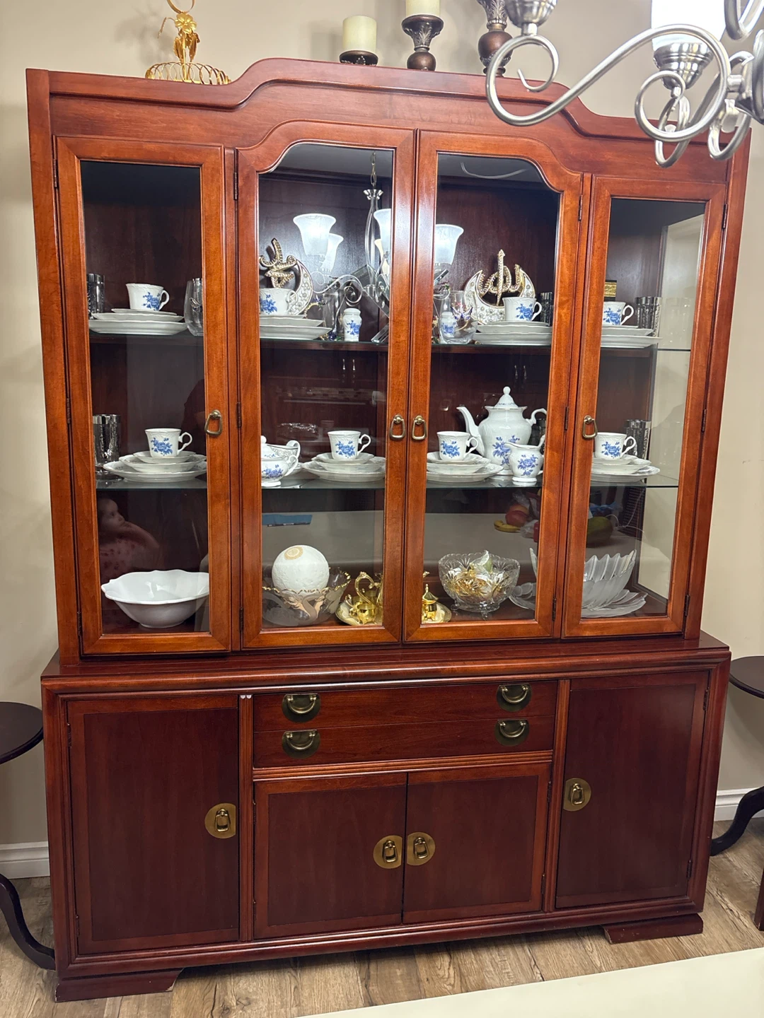 Wooden China Cabinet with Glass Doors