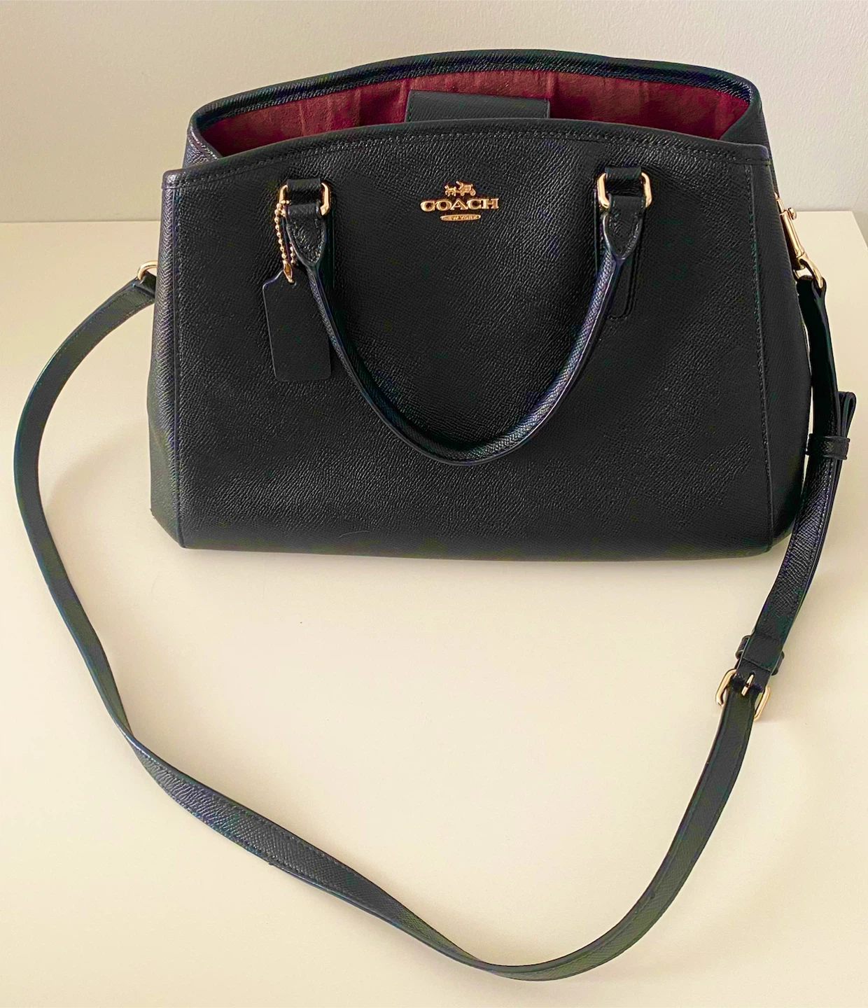 Coach Black Pebble Leather Satchel Purse