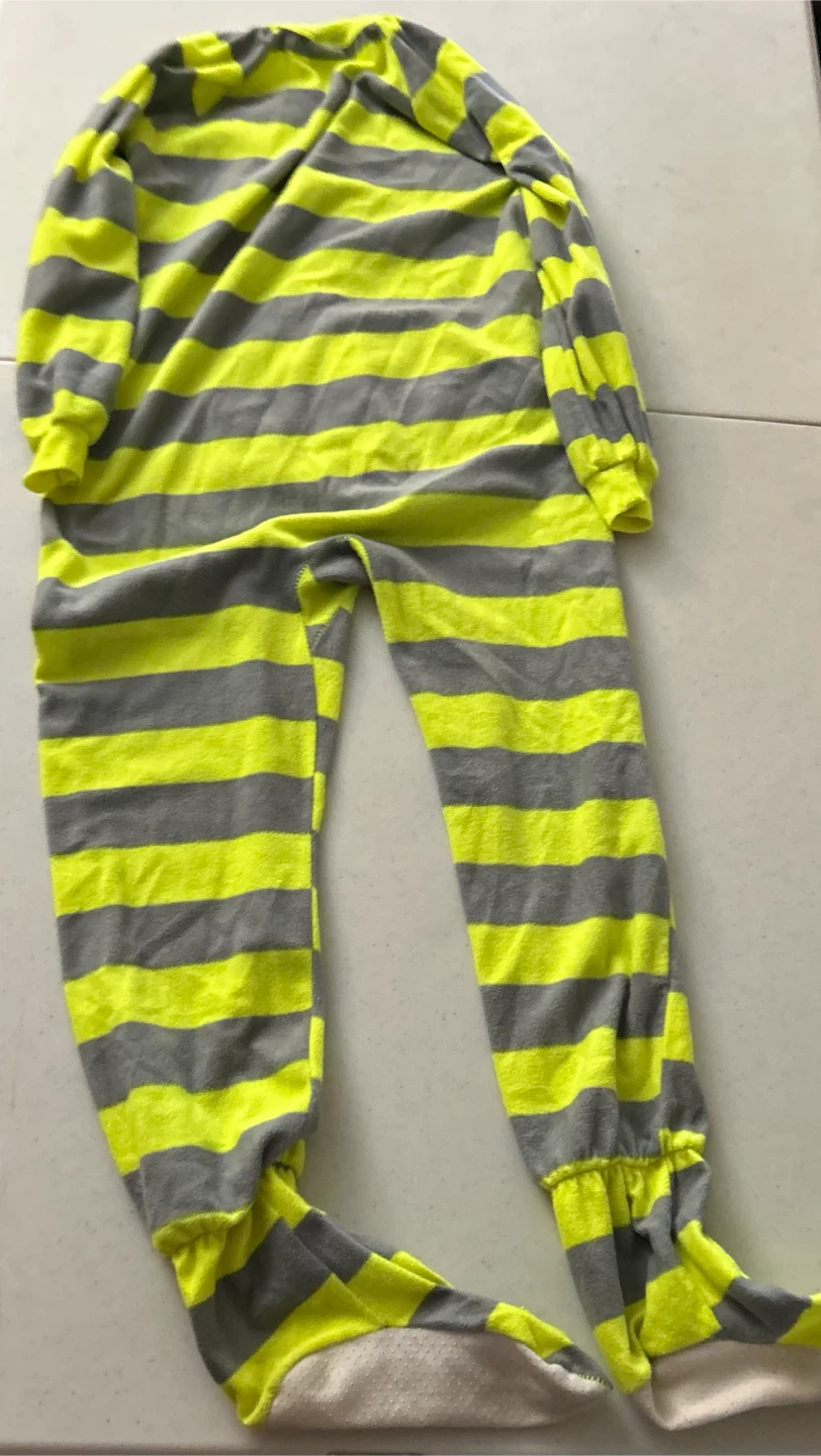 Katnap Striped Fleece Onesie Pajamas kids size 10/12