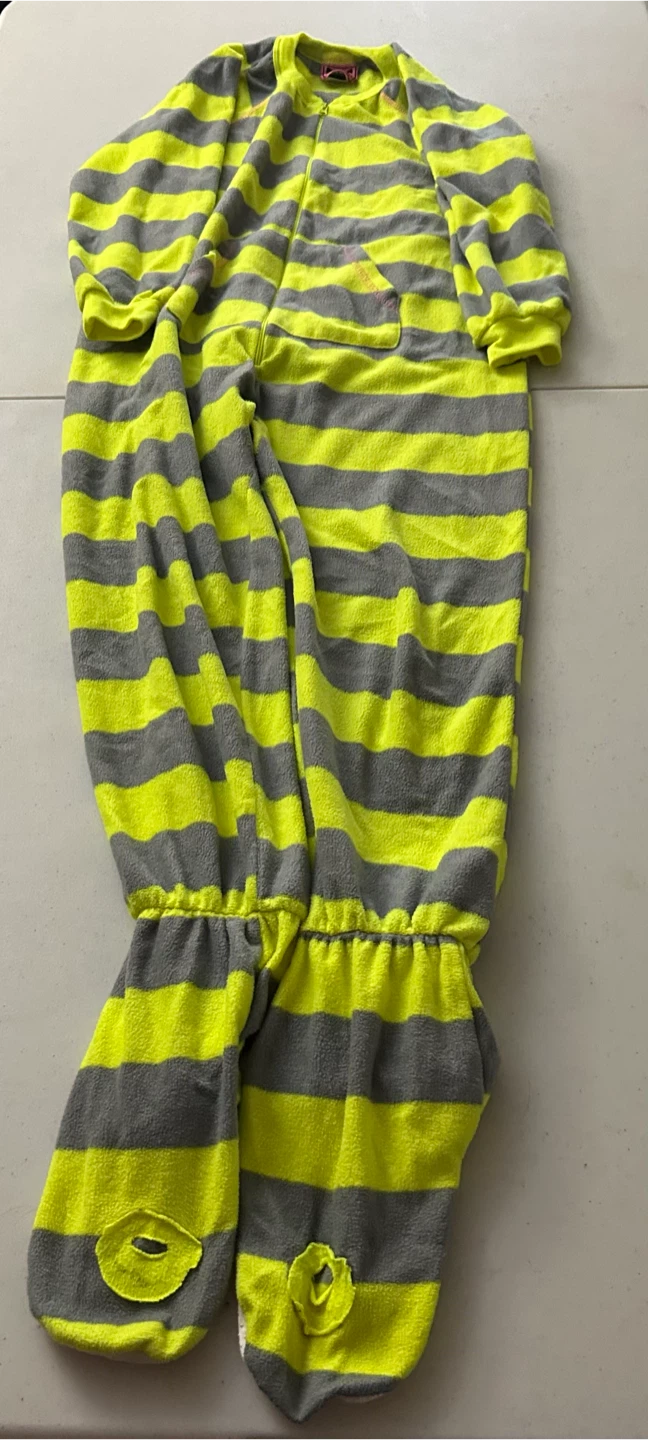 Katnap Striped Fleece Onesie Pajamas kids size 10/12 - photo 2
