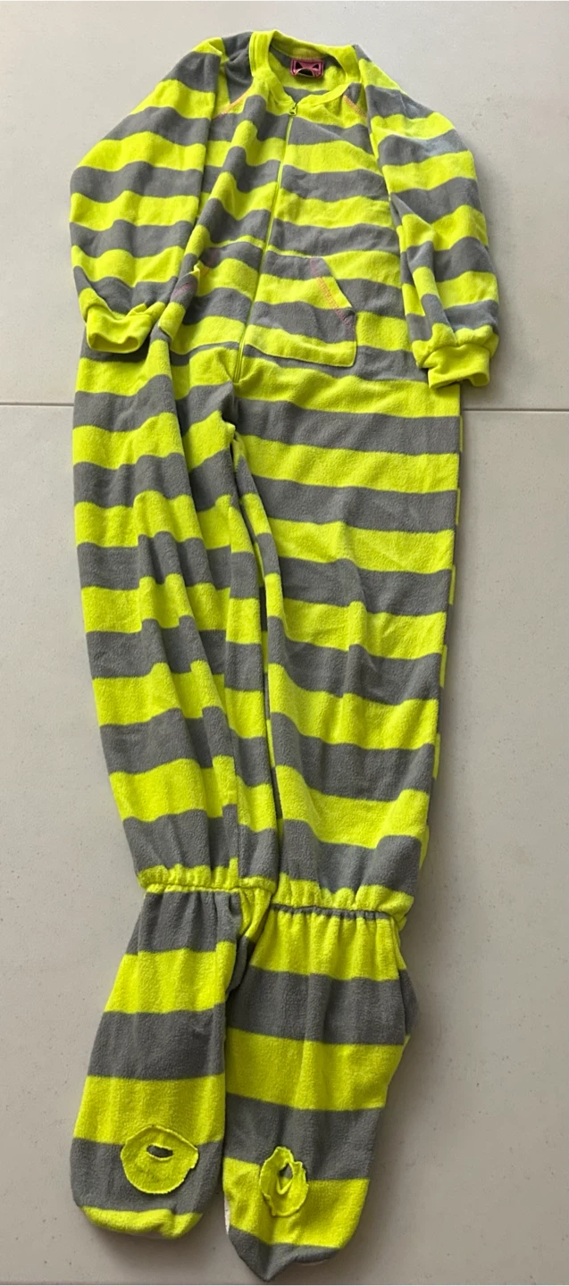 Katnap Striped Fleece Onesie Pajamas kids size 10/12 - photo 3