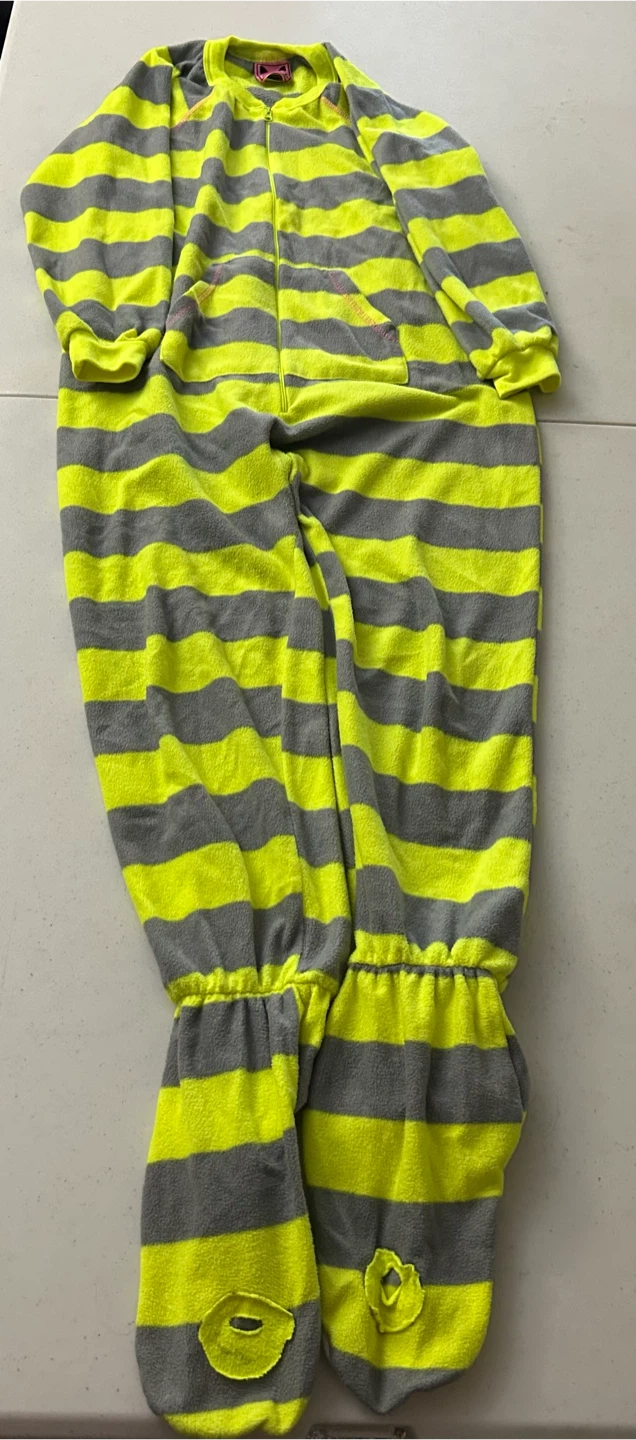Katnap Striped Fleece Onesie Pajamas kids size 10/12 - photo 4