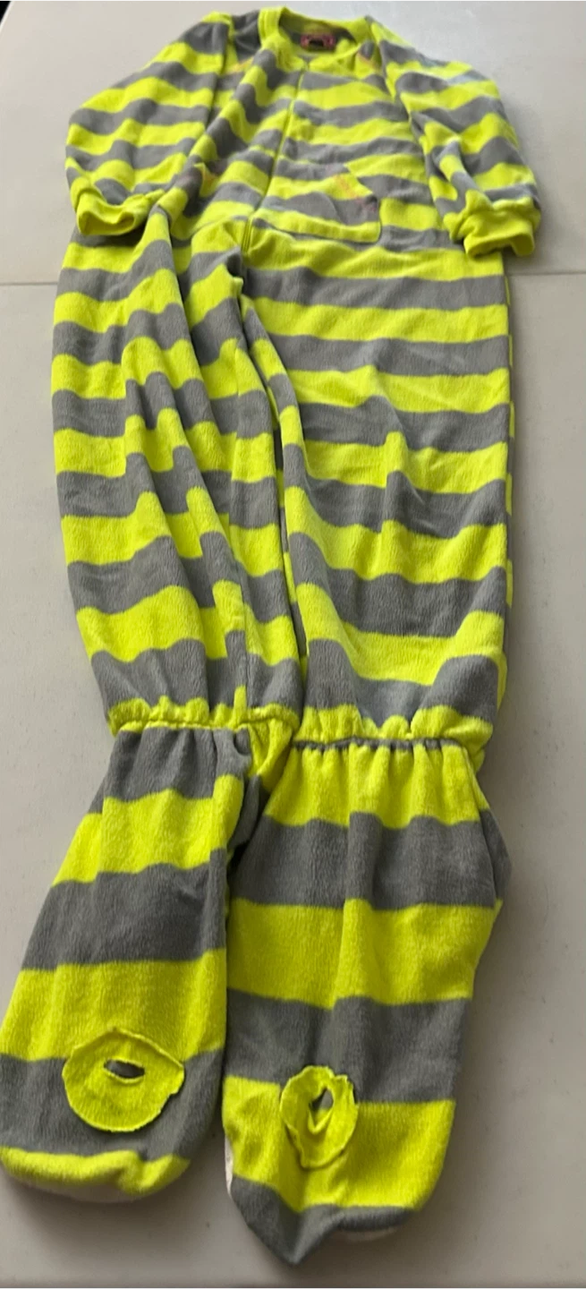 Katnap Striped Fleece Onesie Pajamas kids size 10/12 - photo 5