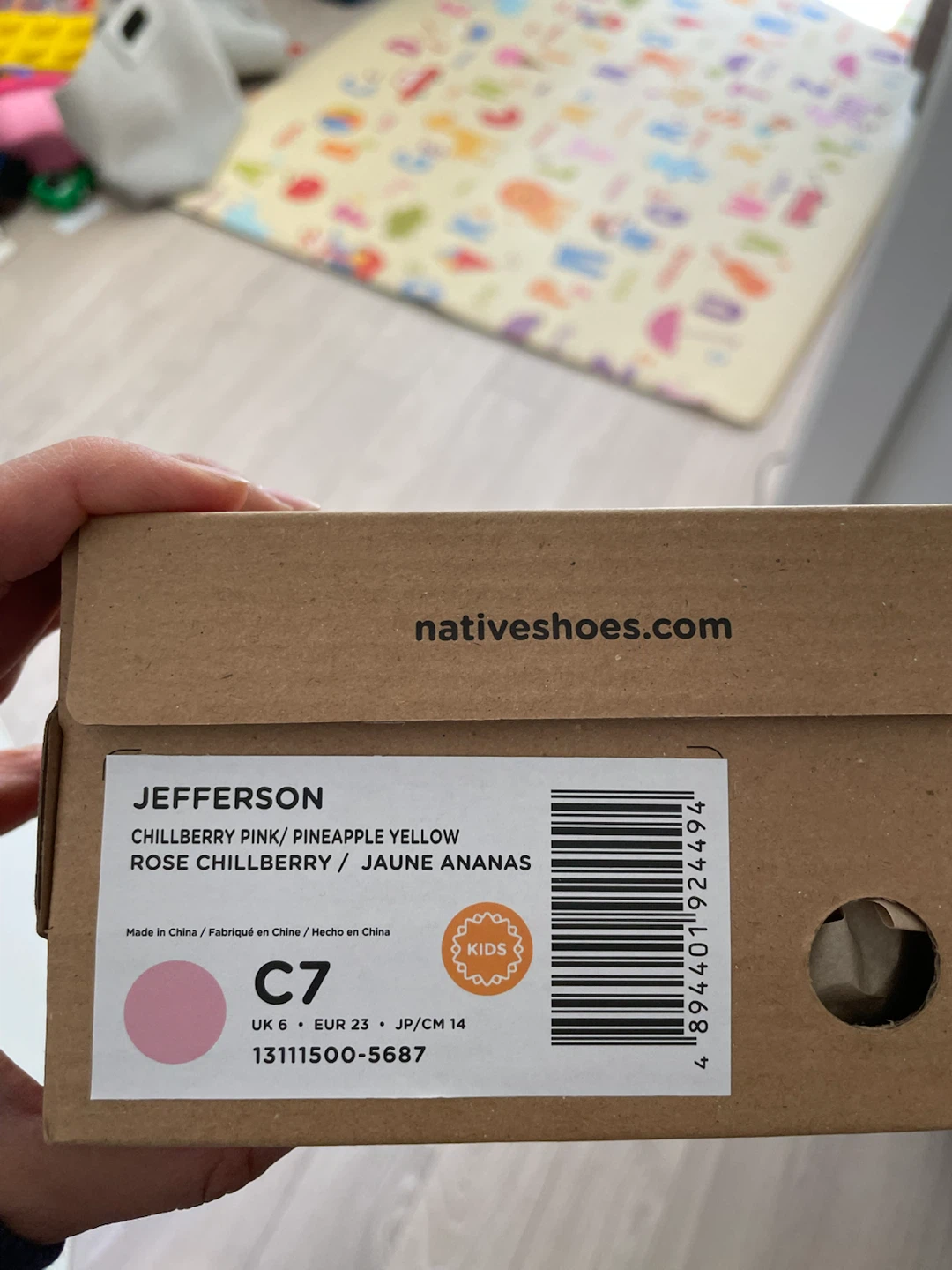 Native Shoes Jefferson Kids C7 Pink/Yellow