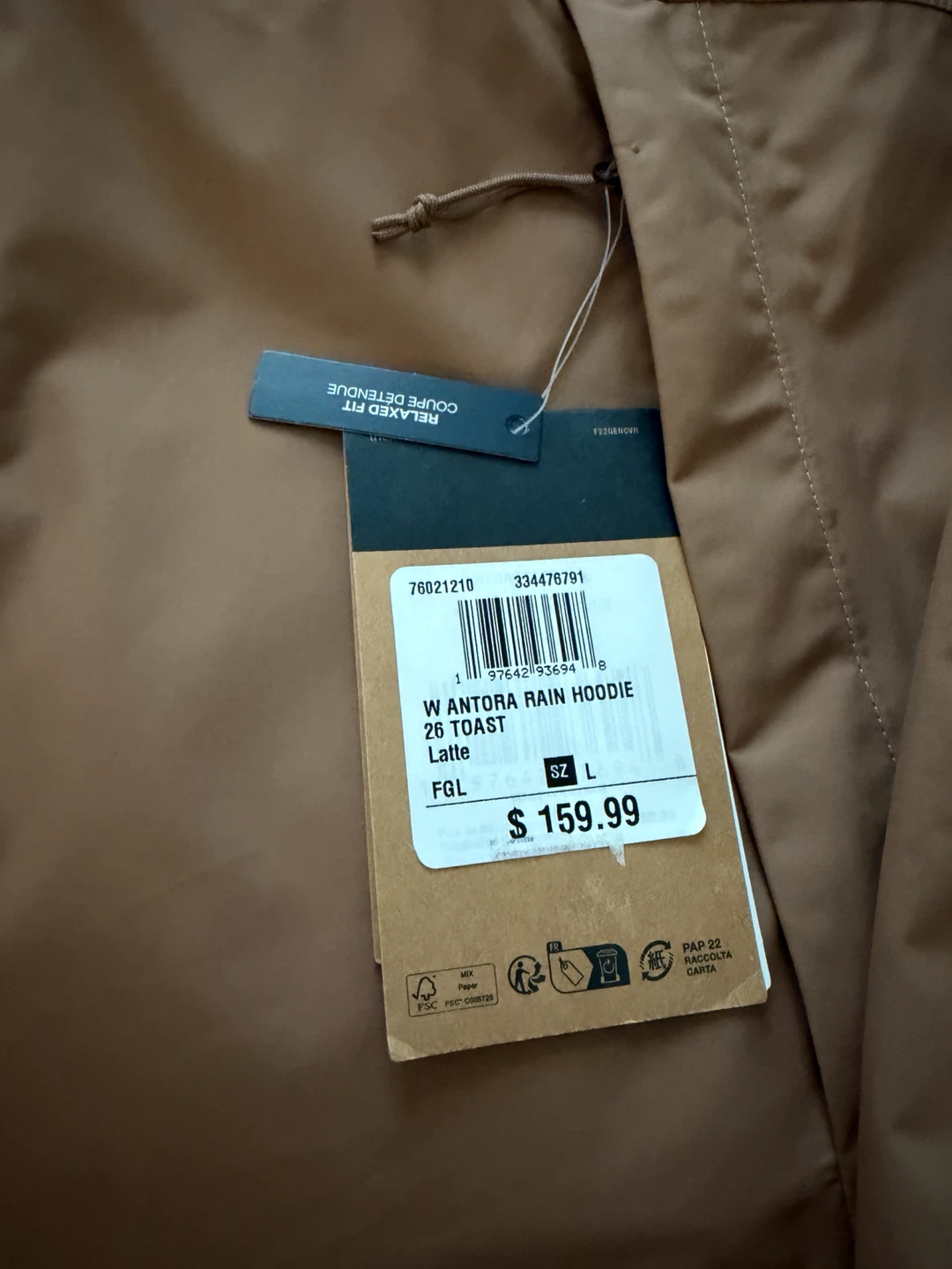 The North Face Women's Antora Rain Hoodie - Latte - Size L - photo 4