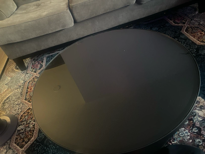 Round Black Glass Top Coffee Table