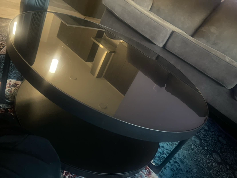 Round Black Glass Top Coffee Table - photo 2