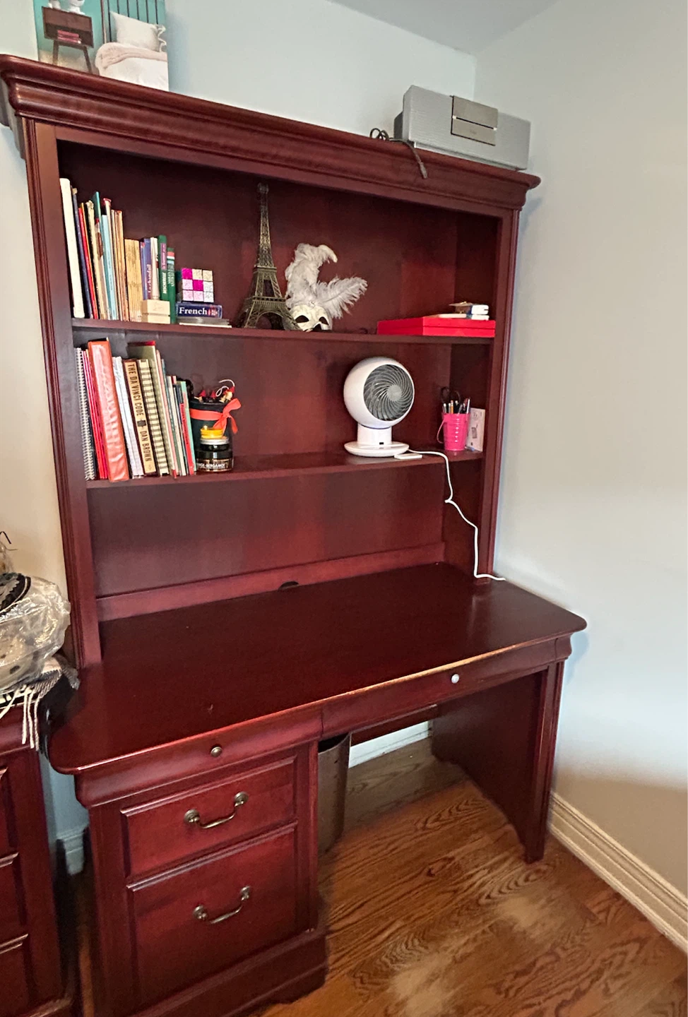 Cherry Wood Desk with Hutch and Bookshelves