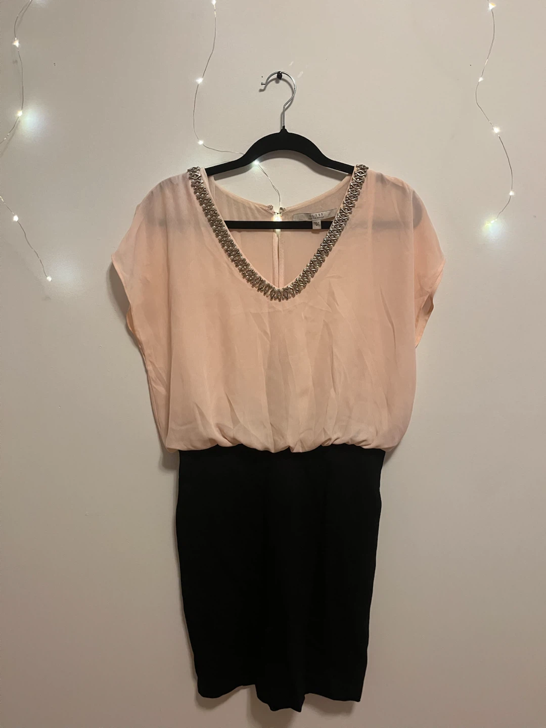 Guess Embellished V-Neck Dress - Pink/Black