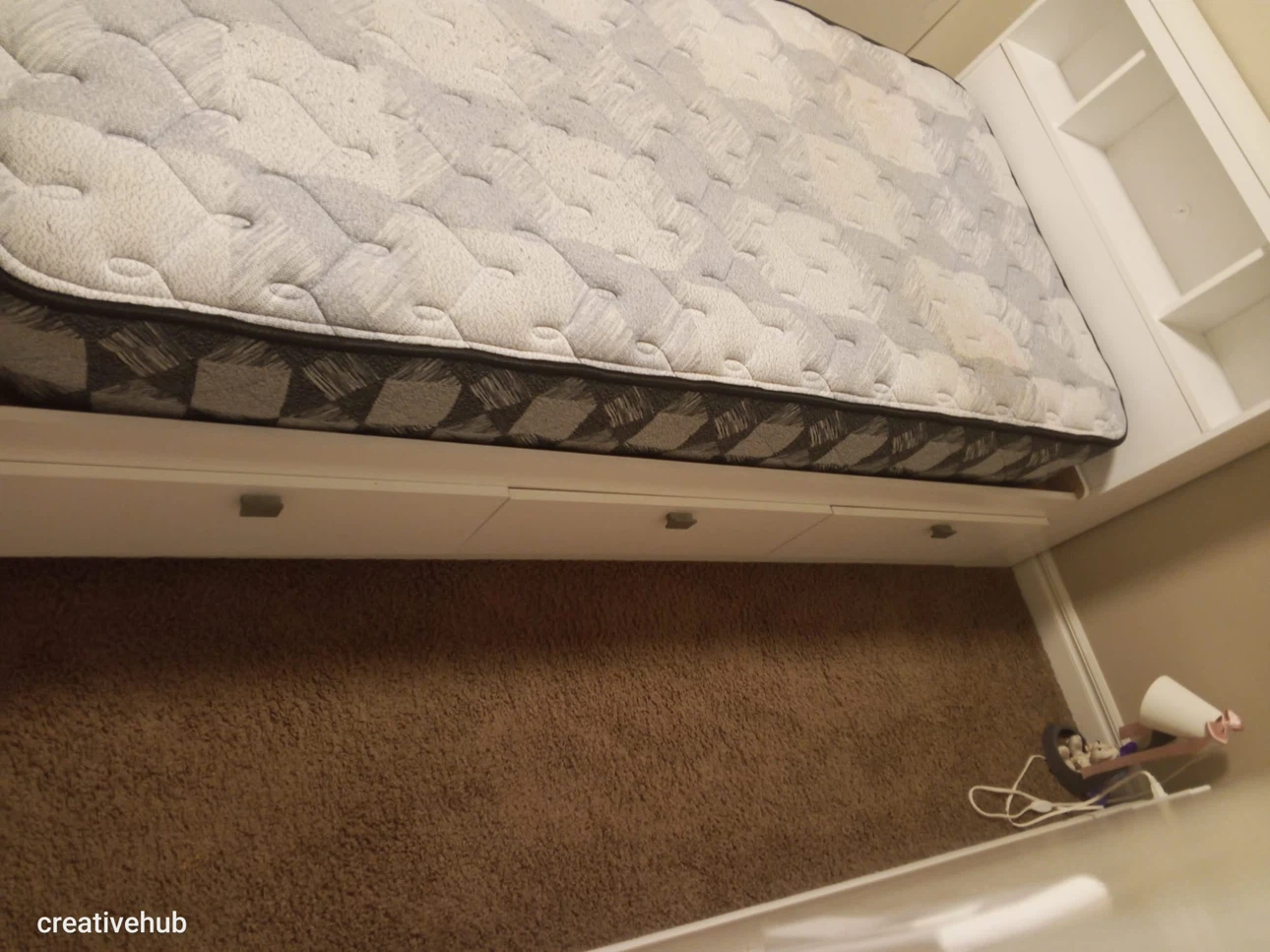 White Twin Bed Frame with Headboard and Mattress - photo 3