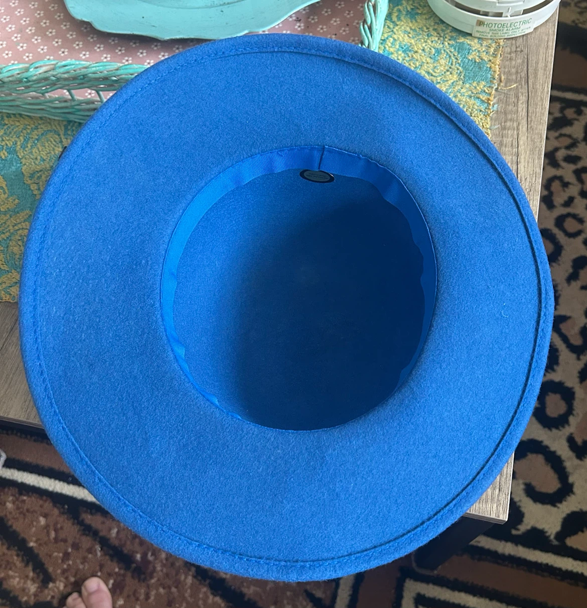 Royal Blue Felt Wide Brim Hat with Ribbon - photo 2
