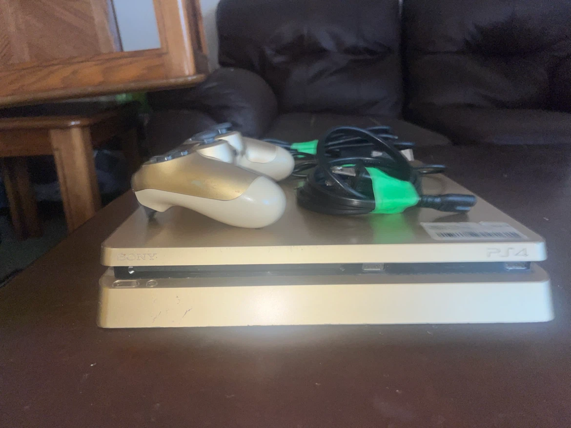 Gold PlayStation 4 Console with Controller and Cables - photo 2