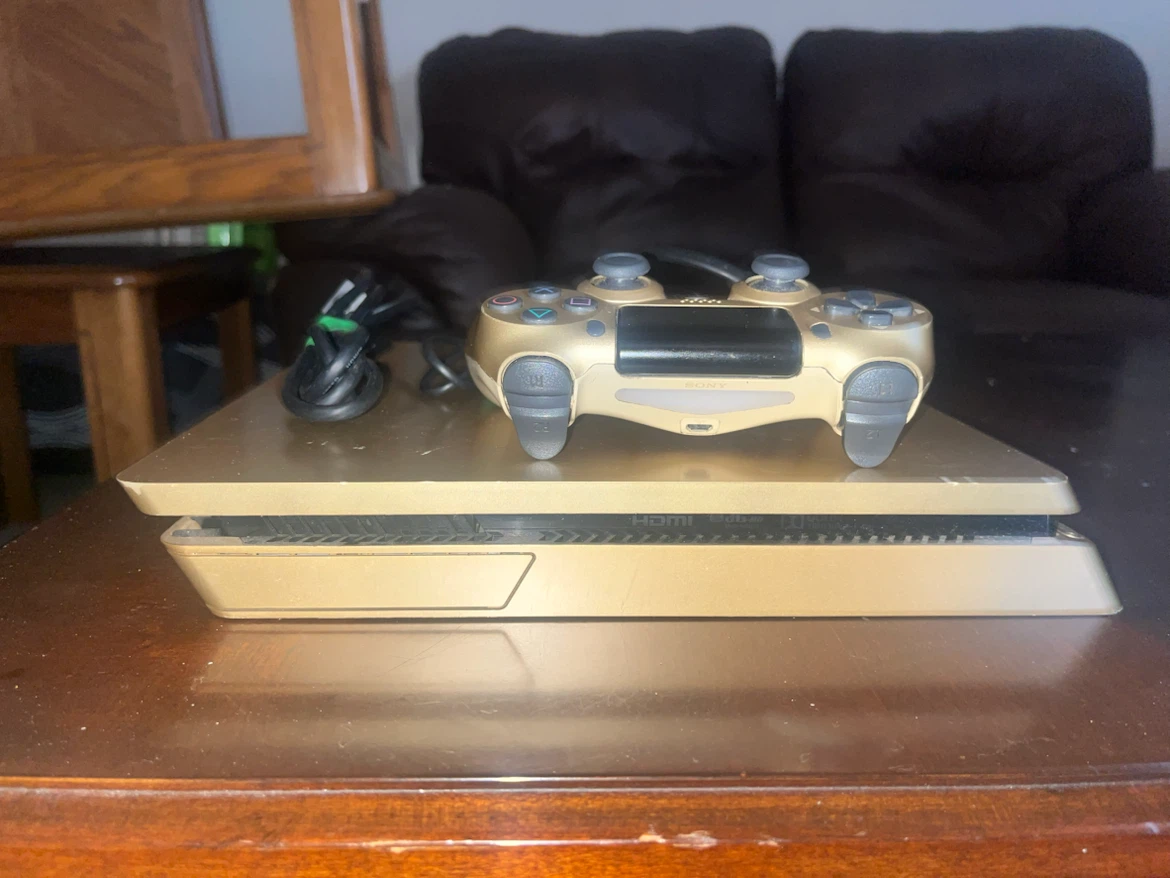 Gold PlayStation 4 Console with Controller and Cables - photo 3