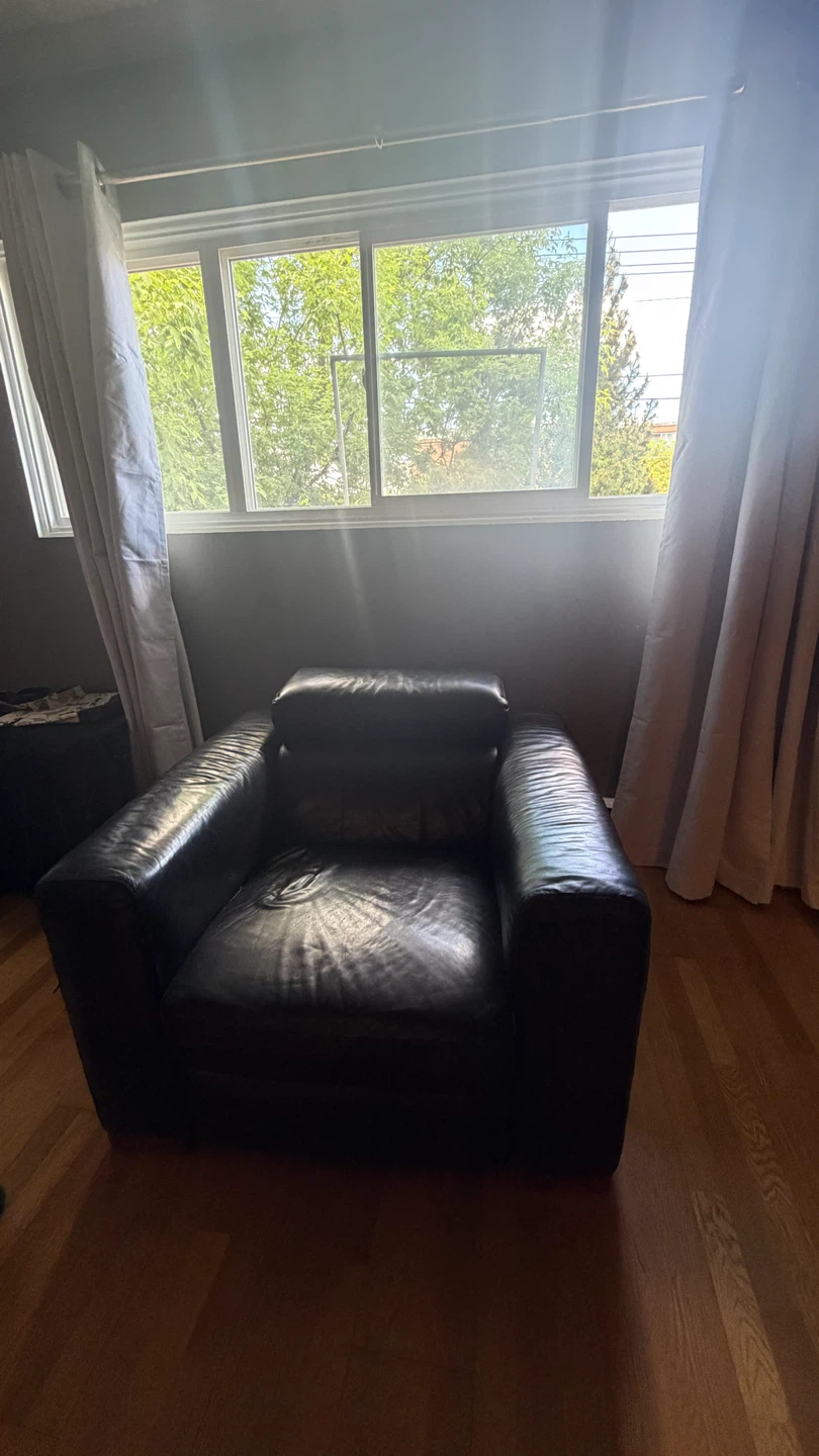 Genuine leather reclining sofa & chair - photo 4