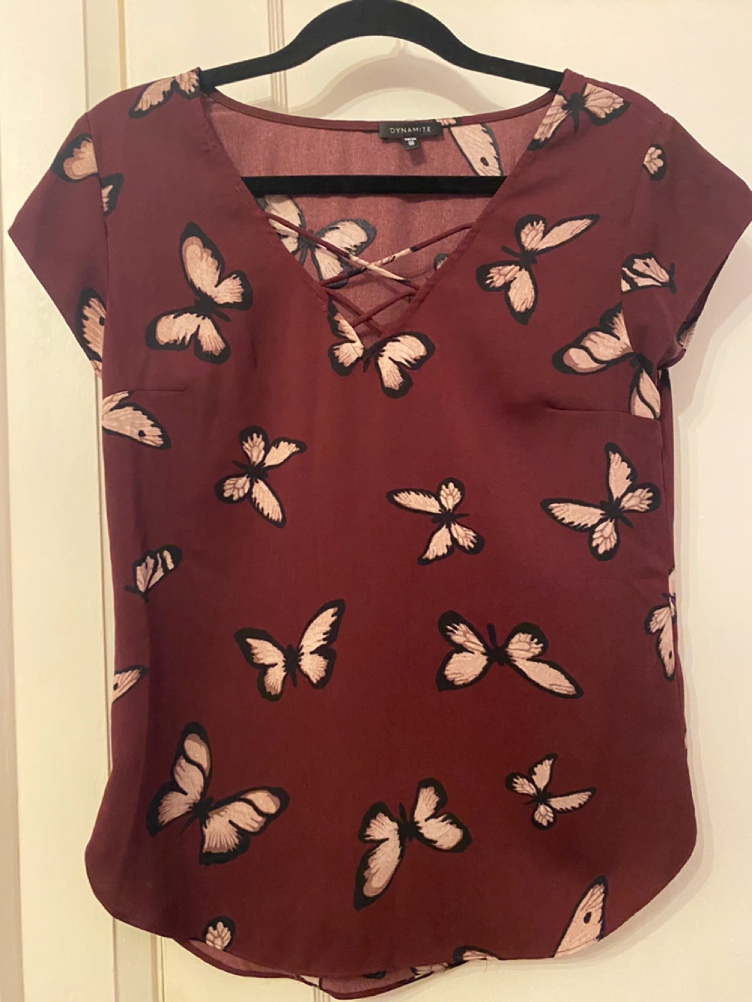 Dynamite Butterfly Print Top & Striped Tank Top - Size XS
