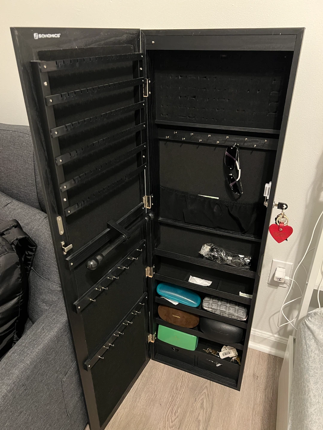 SONGMICS Black Full-Length Mirror Jewelry Cabinet - photo 3