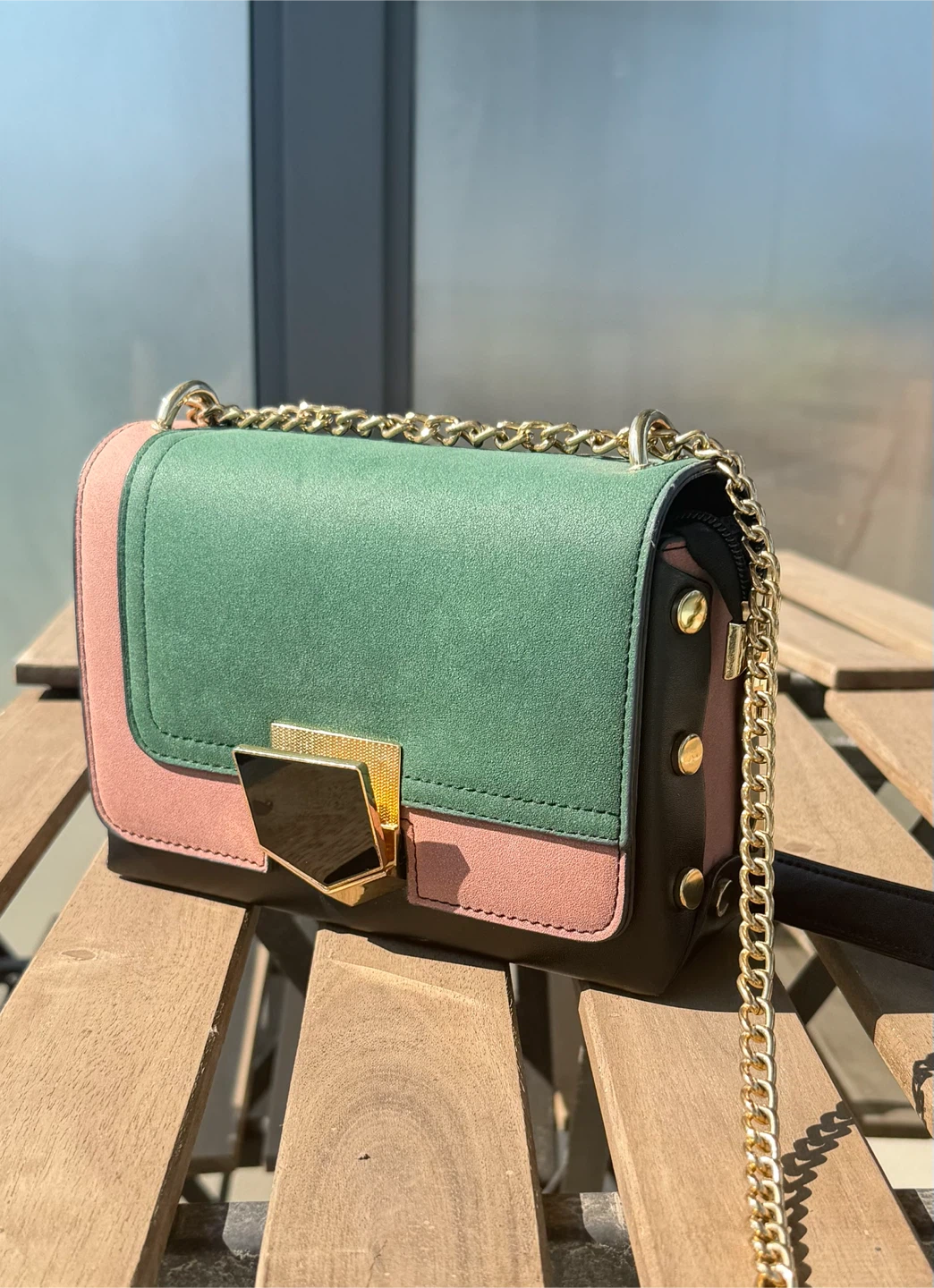 Crossbody Bag with Gold Chain Strap