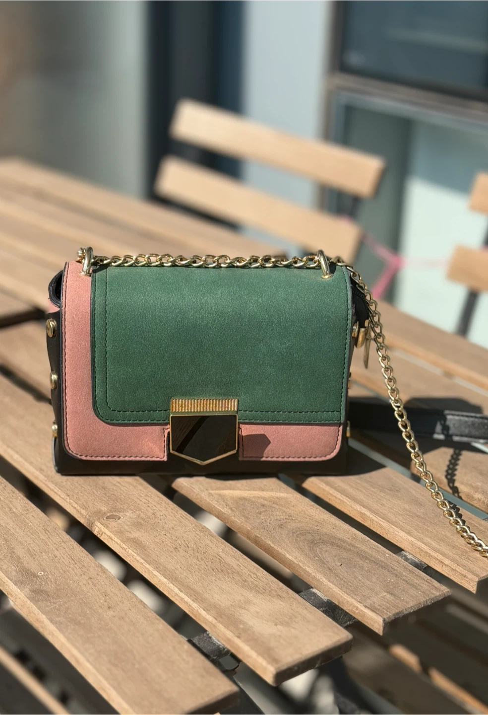 Crossbody Bag with Gold Chain Strap - photo 2