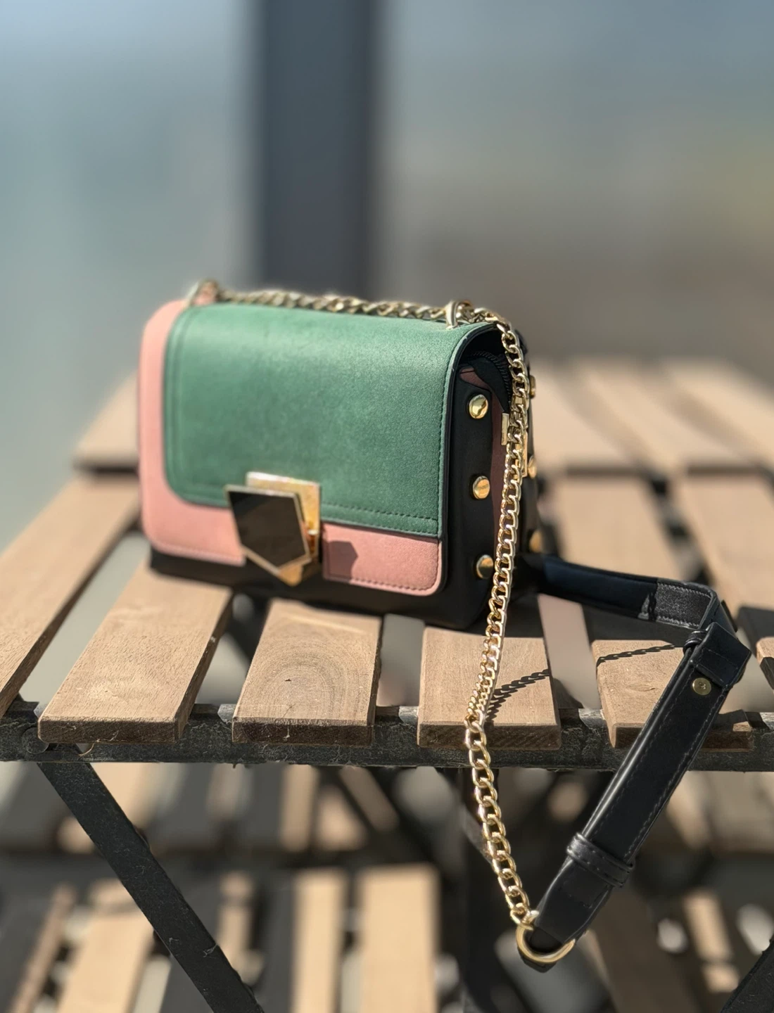 Crossbody Bag with Gold Chain Strap - photo 3
