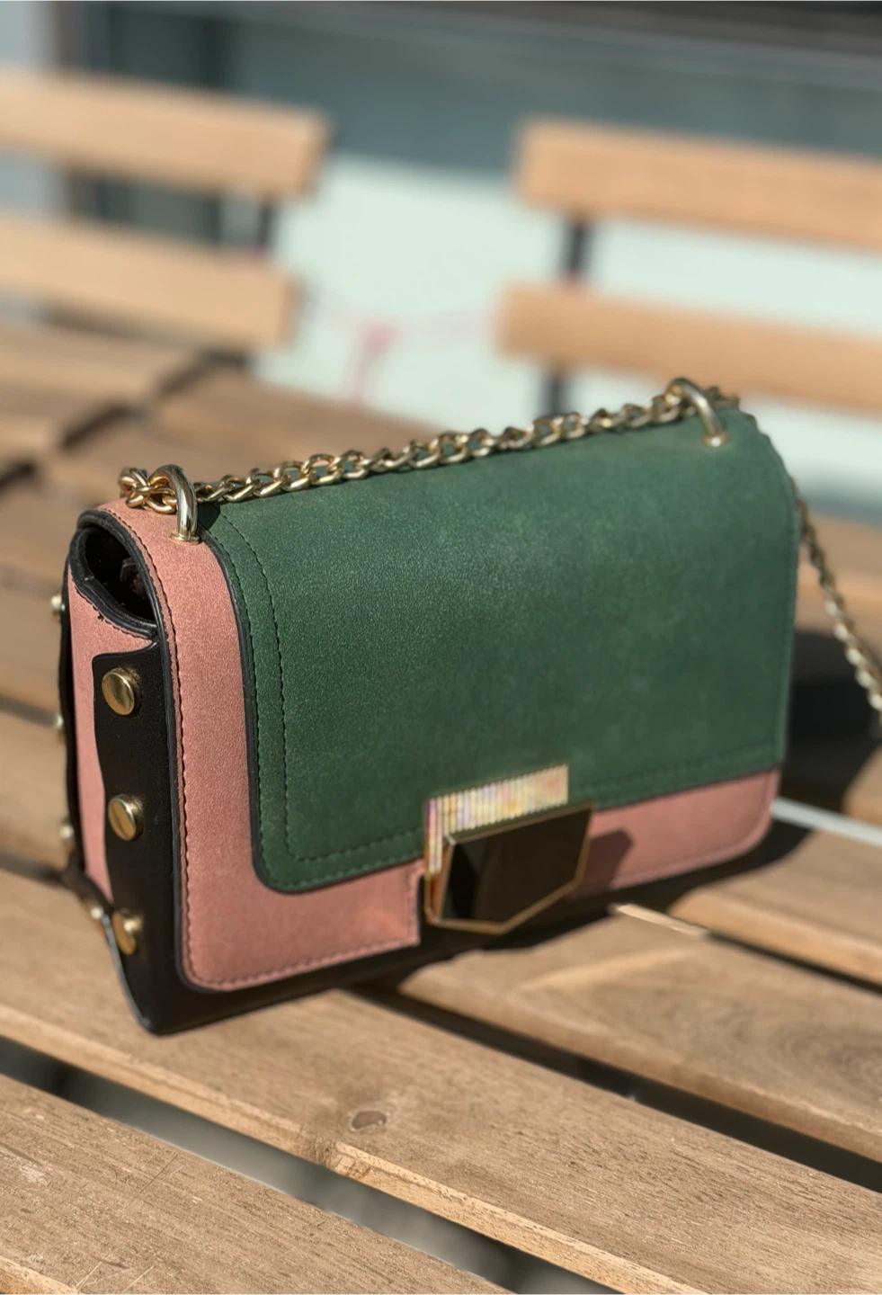 Crossbody Bag with Gold Chain Strap - photo 4