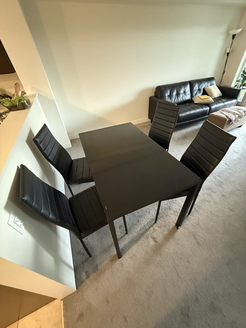 Black Dining Table with 4 Chairs