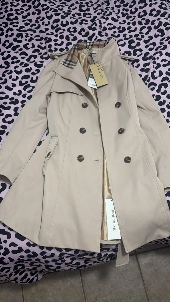 Burberry Brit Beige Double-Breasted Trench Coat
