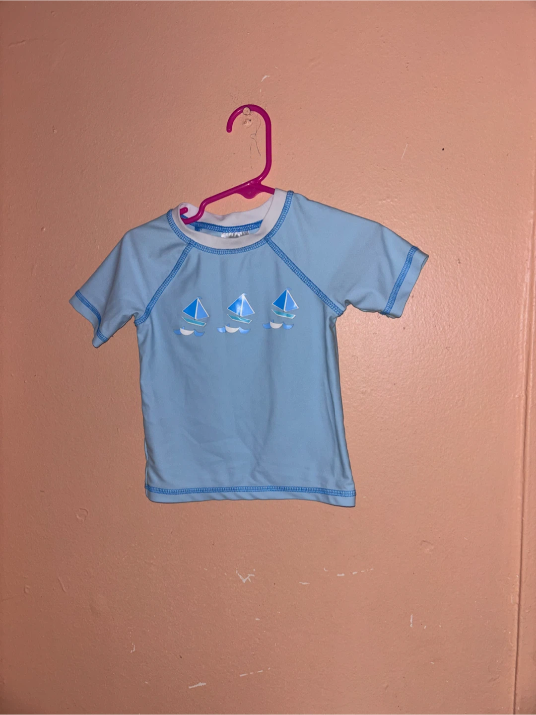 Swim Tee Rashguard - Baby Blue with Sailboats