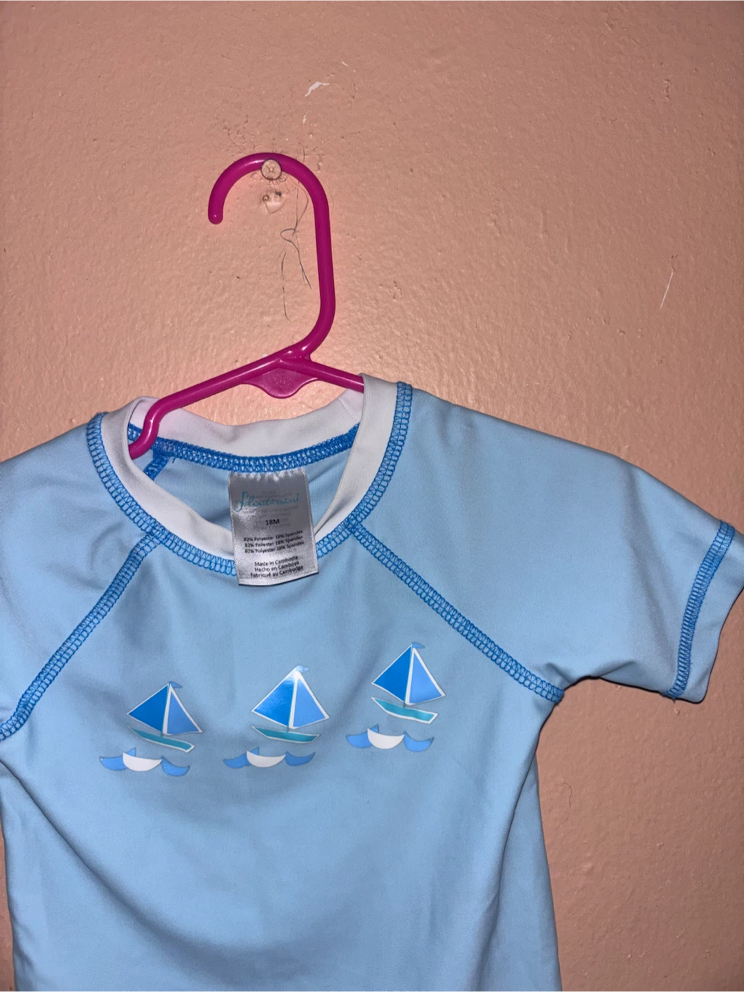 Swim Tee Rashguard - Baby Blue with Sailboats - photo 2