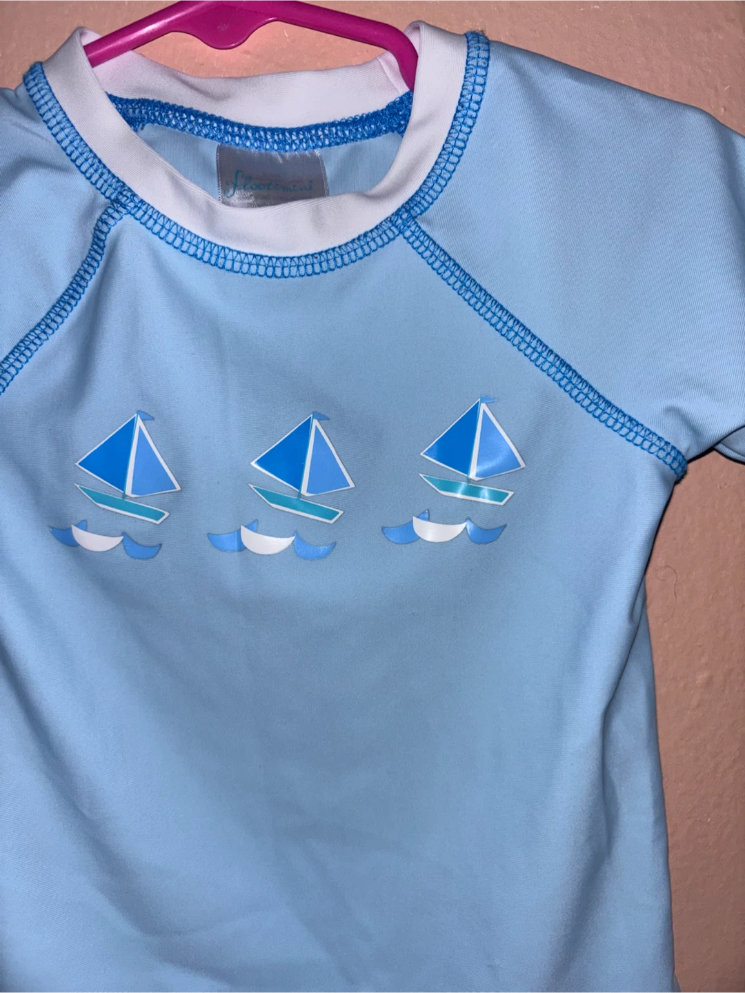 Swim Tee Rashguard - Baby Blue with Sailboats - photo 3