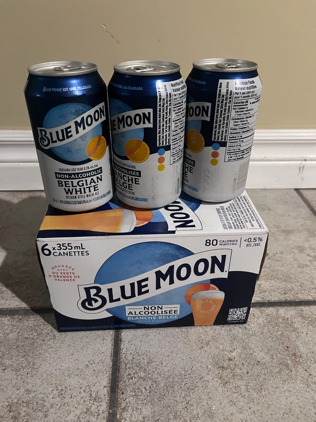 Blue Moon Belgian White Non-Alcoholic Beer - 6 x 355mL Cans