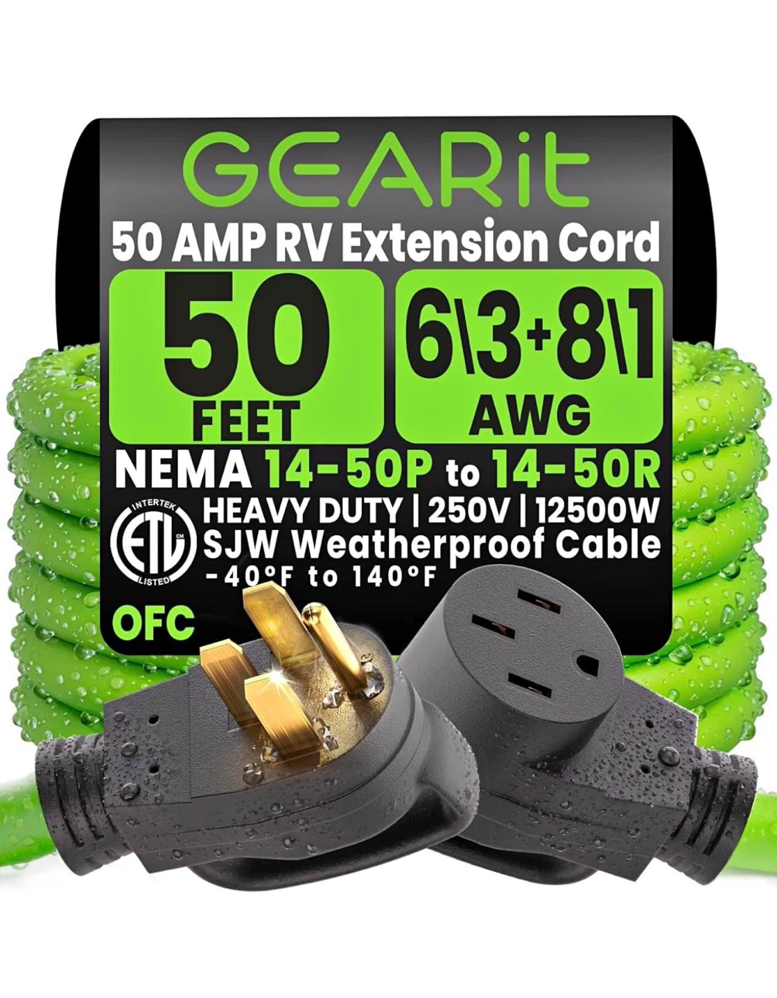 GEARit 50 ft 50 Amp RV Extension Cord