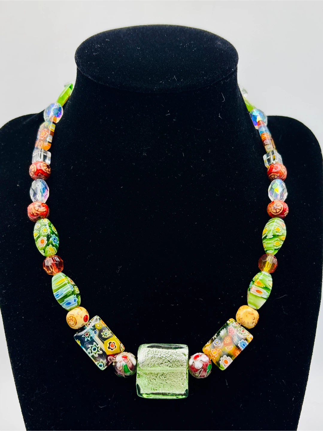 Beaded Necklace with Millefiori and Closonne Beads
