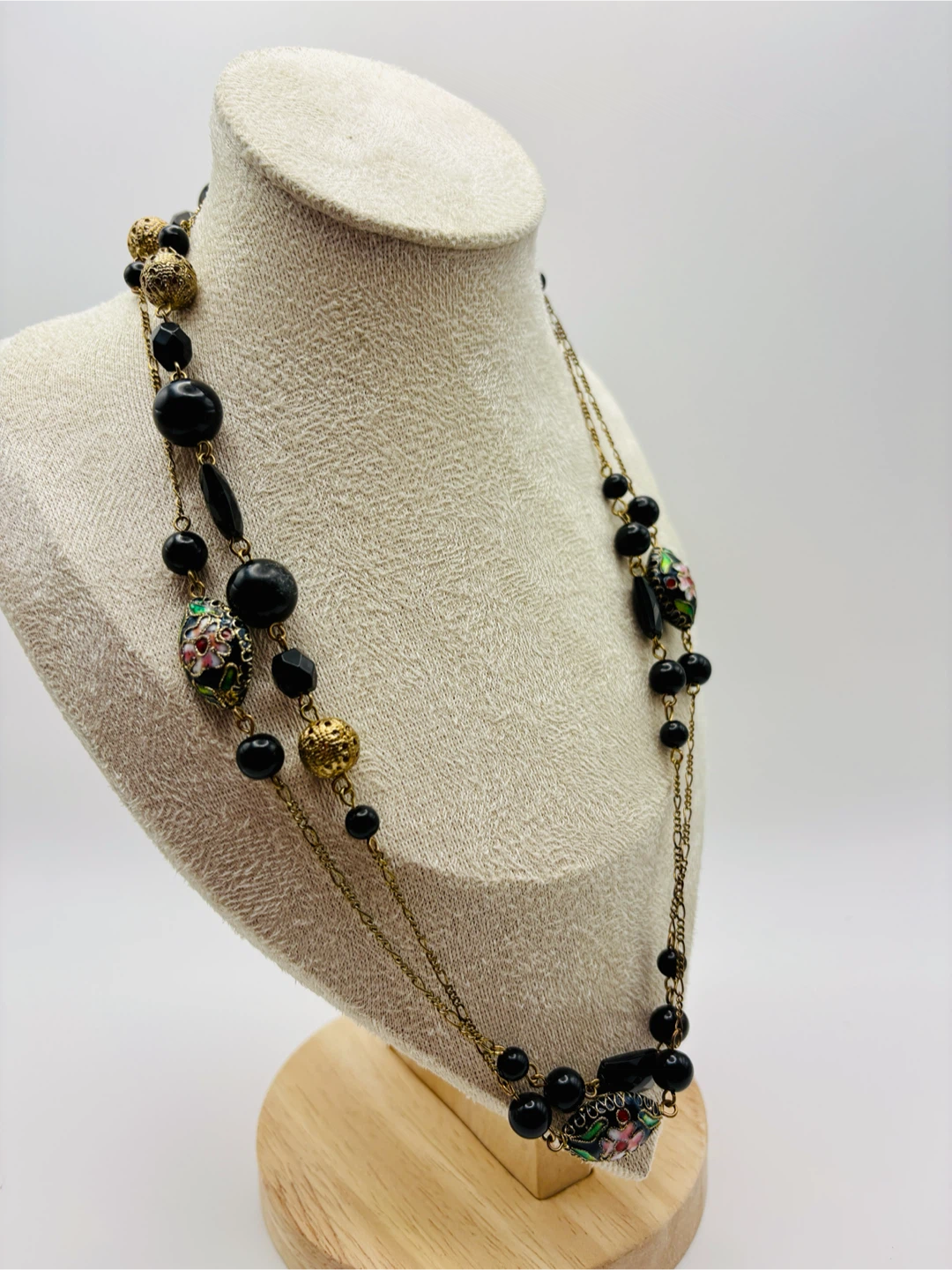 Long Beaded Necklace with Enamel Flower Pendants - photo 5