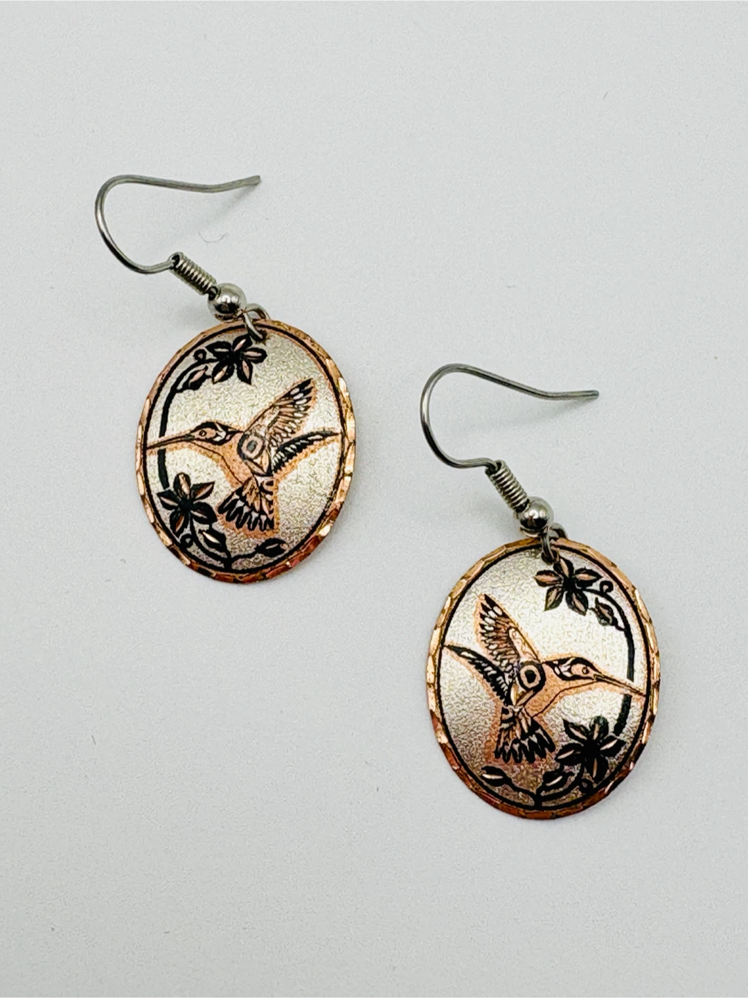 Hummingbird Oval Earrings
