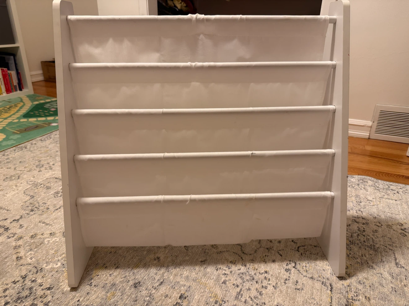 White 5-Tier Fabric Book Display Shelf