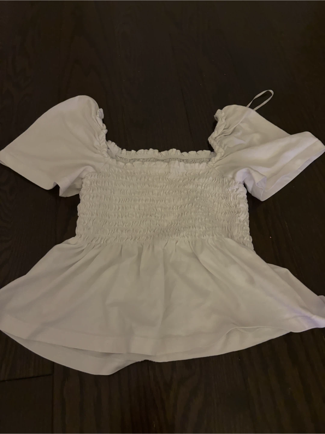 White Smocked Peplum Top