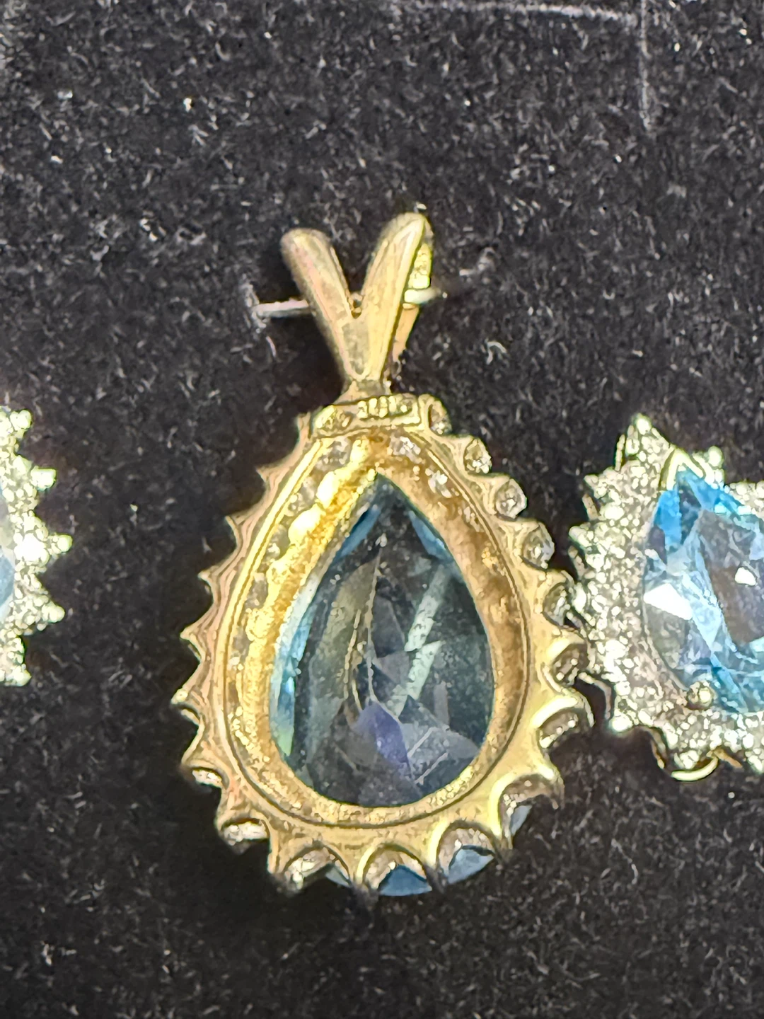 Vintage 10K Gold Topaz and Diamond Pendant and Earring Set - photo 3