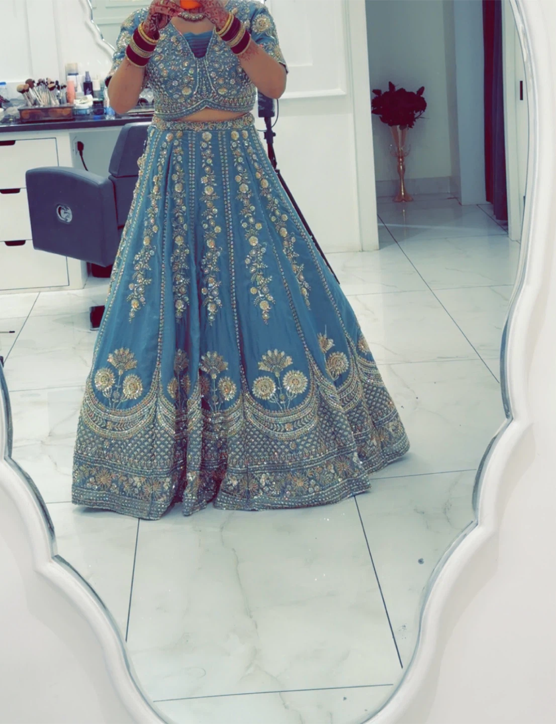 Sky Blue Embroidered Lehenga Choli - photo 2