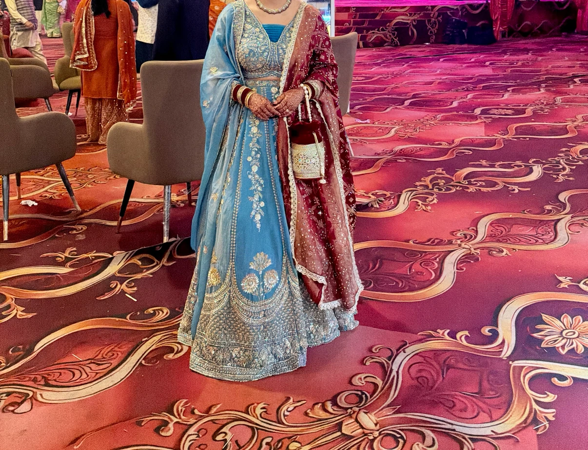 Sky Blue Embroidered Lehenga Choli - photo 4