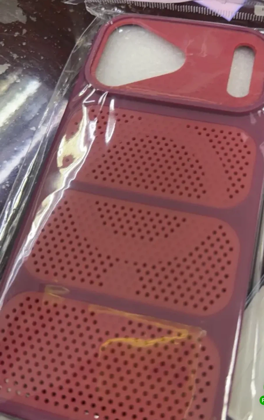 Red Phone Case with Perforated Design