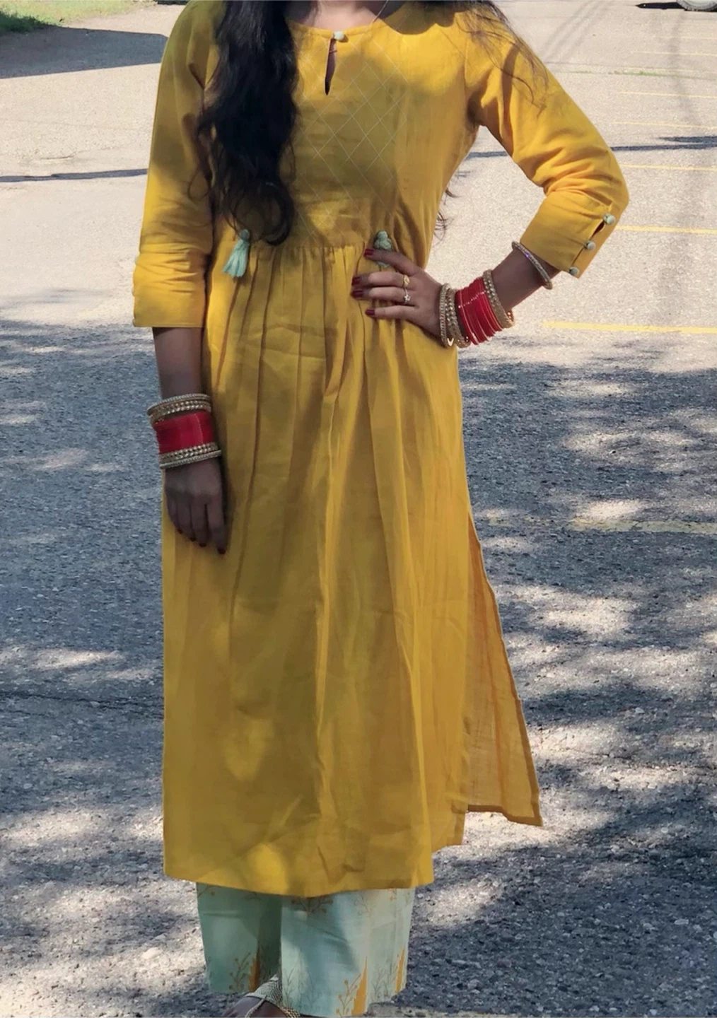 Yellow Kurti with Pants