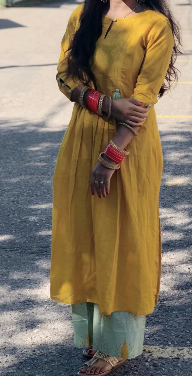 Yellow Kurti with Pants - photo 2