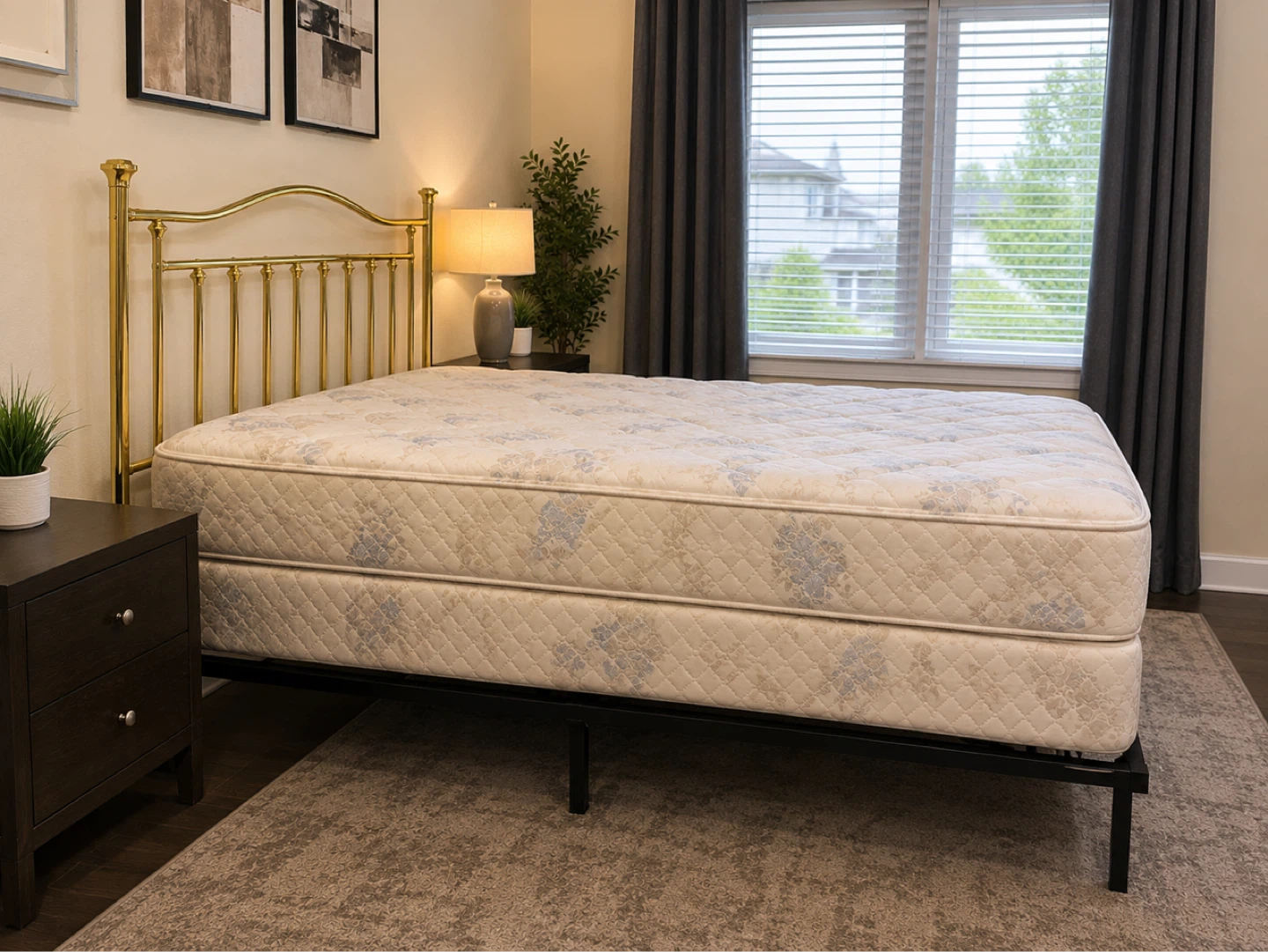 QUEEN SIZE Gold Metal Headboard with Mattress – Complete Bed Set - photo 4